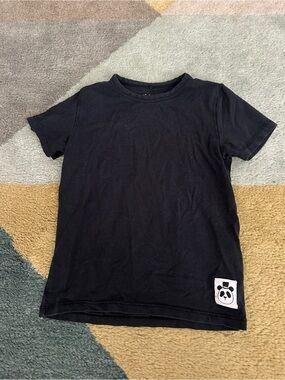 Mini Rodini Black Short-Sleeve Tee with Panda Patch